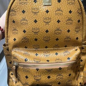 MCM Cognac Visetos Medium Backpack